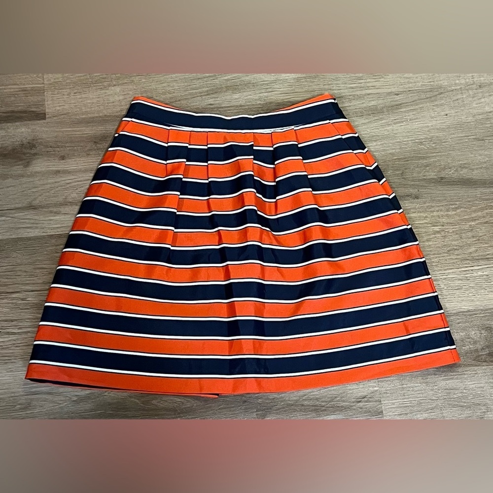 Women's J. Crew Factory Orange/Navy/White Striped A Line Skirt